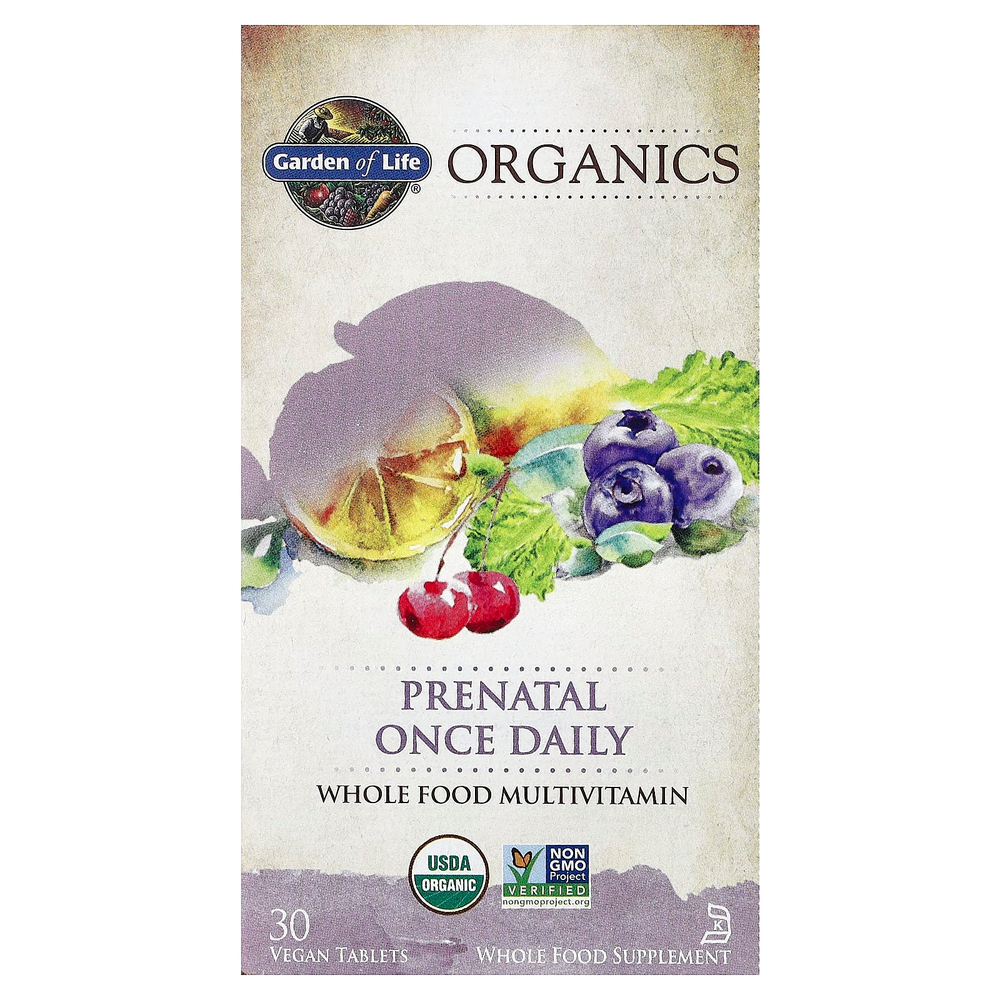 Garden of Life, органический продукт, пренатальный комплекс, одна таблетка в день, 30 веганских таблеток