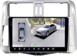 Магнитола для Toyota Land Cruiser Prado 150 2009-2013 (рамка серебро) - FarCar BX065M-360 монитор 9.5" 2K QLED на Android 13, Быстрая, CarPlay, 4G SIM-слот, 4 камеры в комплекте