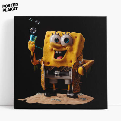 Картина для интерьера Губка Боб Квадратные штаны / SpongeBob SquarePants на холсте, персонаж мультфильма, холст с печатью на подрамнике, на стену, Постер Плакат