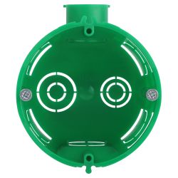 Коробка установочная ЭРА KUTS1-68-45-green зеленая 68х45мм для твердых стен с саморезами, один стыковочный узел IP20 | Коробки монтажные установочные для твердых стен