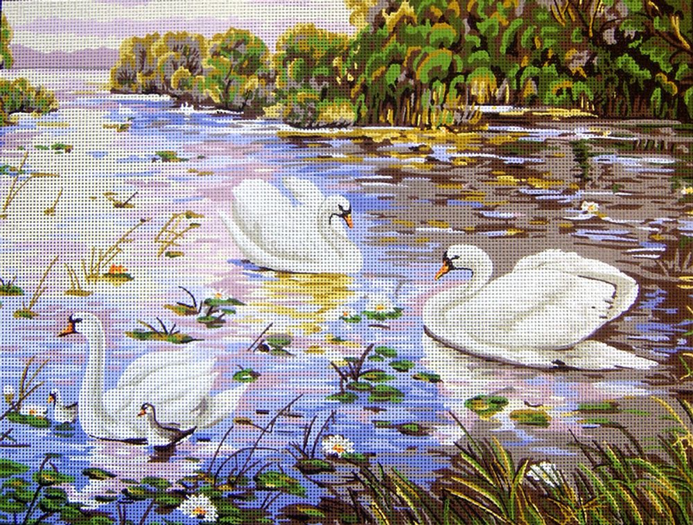 Рисунок для вышивания Soulos (канва жесткая), Лебеди, 50х60 см