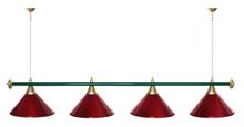 Лампа STARTBILLIARDS 4 пл. (плафоны антик медь,штанга антик медь,фурнитура золото)