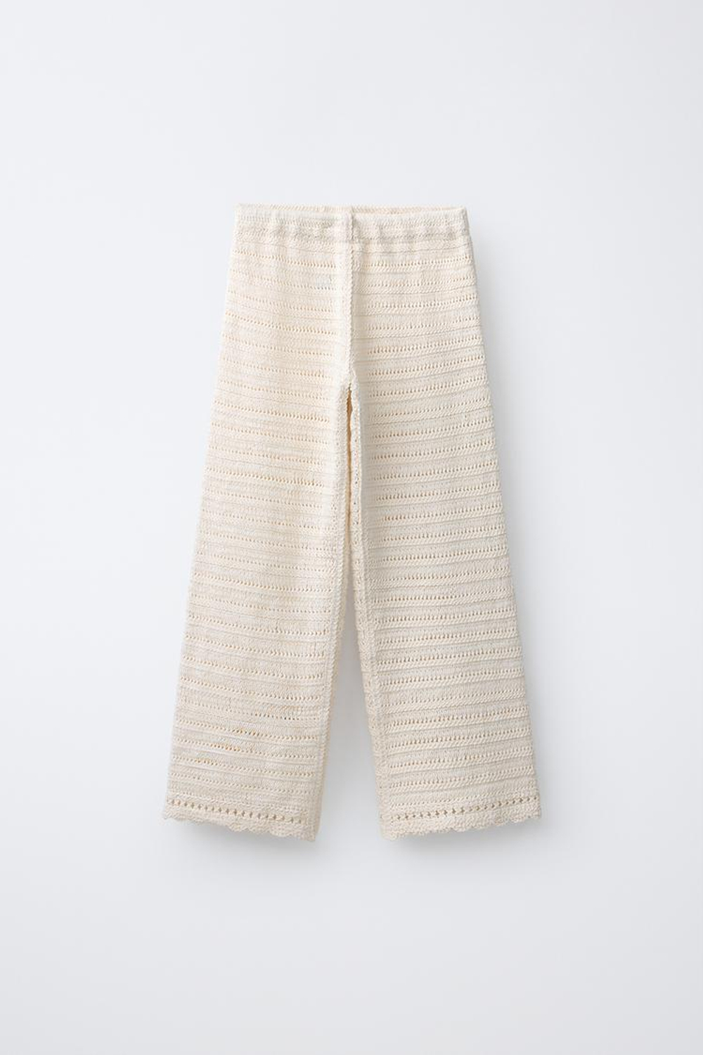 ZARA БРЮКИ WIDE LEG КРЮЧКОМ, ЭКРЮ