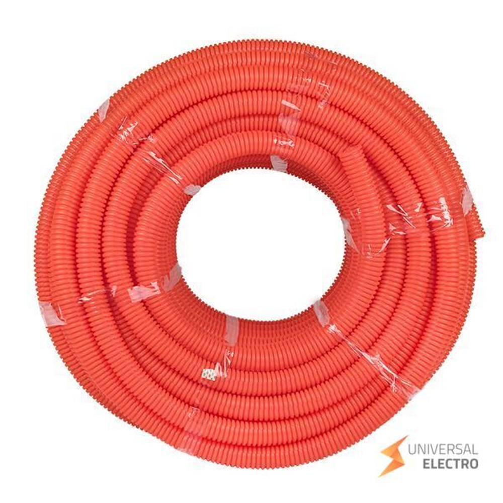 Труба гофр, ПНД с протяжкой d40 мм (25 м) оранжевая EKF-Plast
