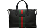 GUCCI Leather Canvas With Leather Canvas Bag, Tote Bag, Shopping Bag, Crossbody Bag, Handbag Large Men"s Black