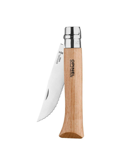 Нож Opinel №12, нержавеющая сталь, рукоять из бука, серрейторная заточка, 002441