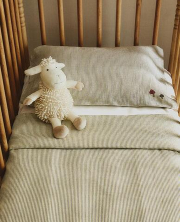 ZARA HOME ДЕТСКИЙ ПОДОДЕЯЛЬНИК В ПОЛОСКУ, ЗЕЛЕНЫЙ
