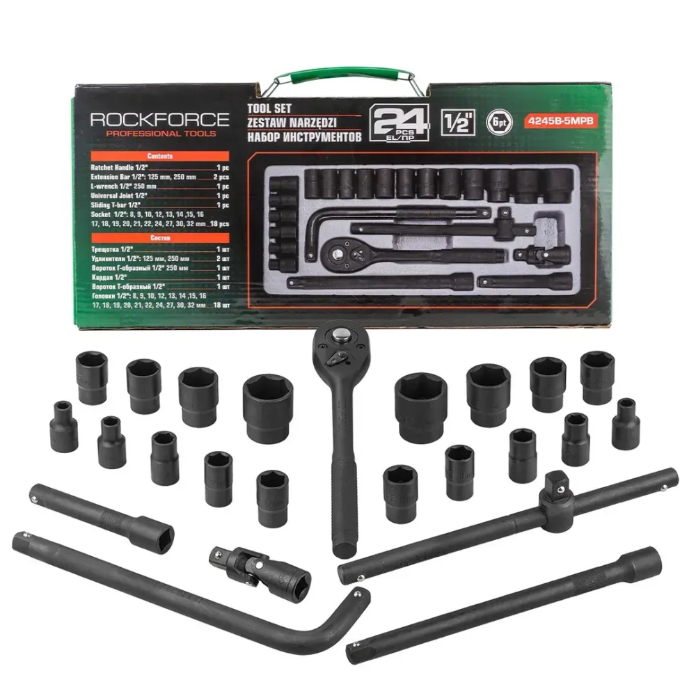 Набор инструментов 24пр. 1/2''(6гр.)(8-32мм) RockForce RF-4245B-5MPB