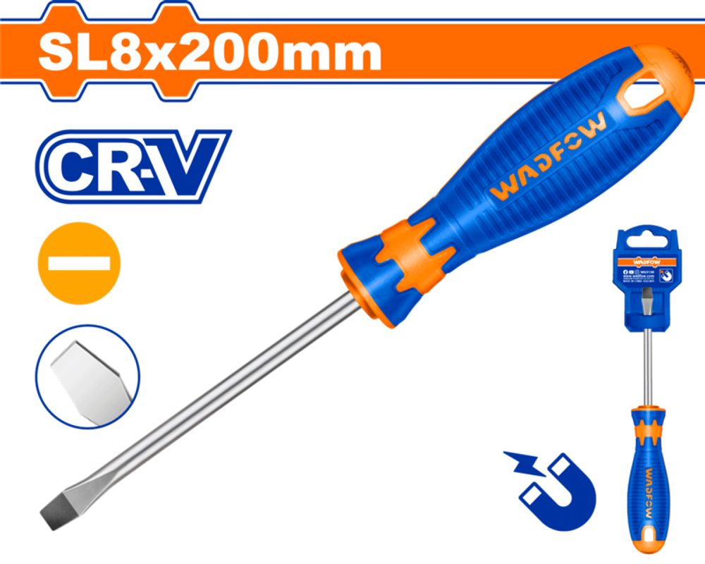 Oтвертка плоская SL8х200мм (12/144) WADFOW WSD1288