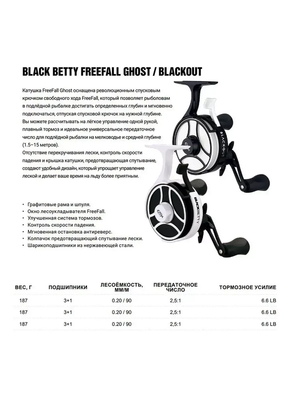 Катушка инерционная Black Betty FreeFall