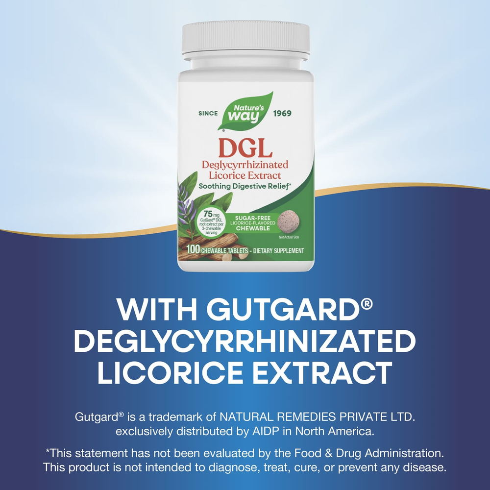 Nature's Way, DGL, солодка, 100 жевательных таблеток