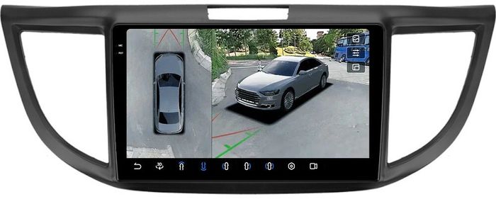 Магнитола для Honda CR-V 4 2012-2016 (большая рамка) - FarCar BX9-360-7073-9 монитор 9.5" 2K QLED на Android 13, Быстрая, CarPlay, 4G SIM-слот, 4 камеры в комплекте