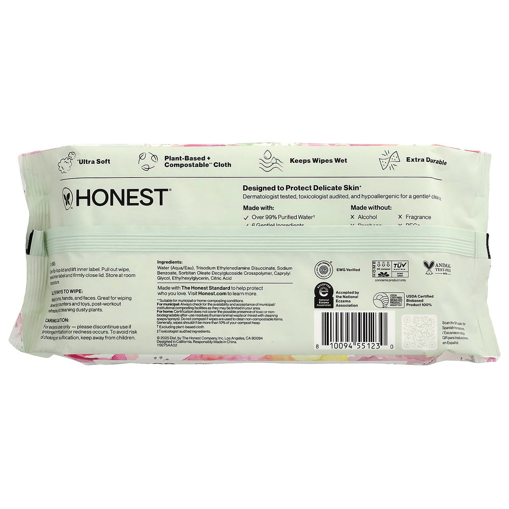 The Honest Company, Салфетки Sensitive Clean Conscious, без отдушек, 60 салфеток