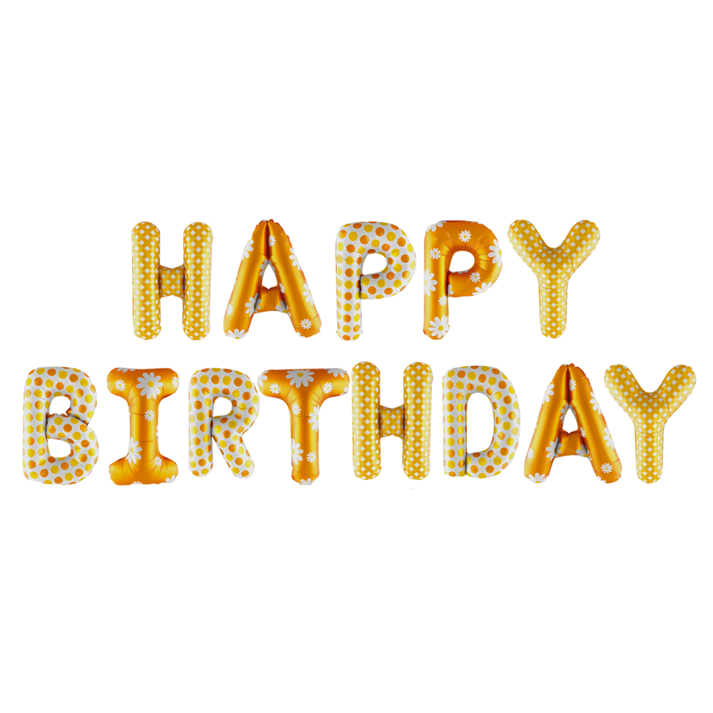 Набор шаров растяжка "Happy Birthday" (16''/41 см) Ромашки, 1 шт. в уп.