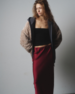 Silk Long Skirt Burgundy