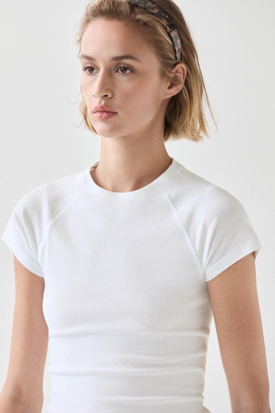 Massimo Dutti Футболка-реглан с коротким рукавом, белый