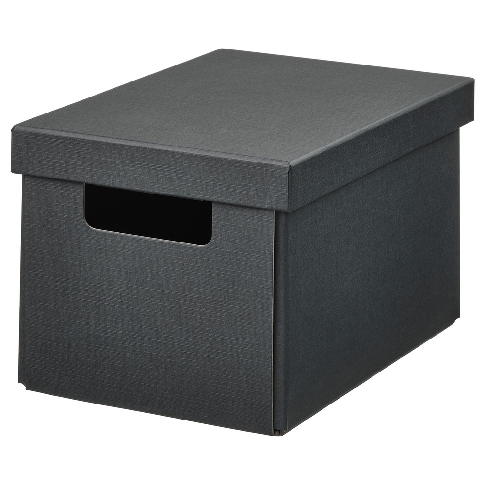 IKEA FJÄDERHARV  (ИКЕА ФЙЭДЕРХАРВ)  -  Коробка с крышкой - антрацит 18x25x16 см
