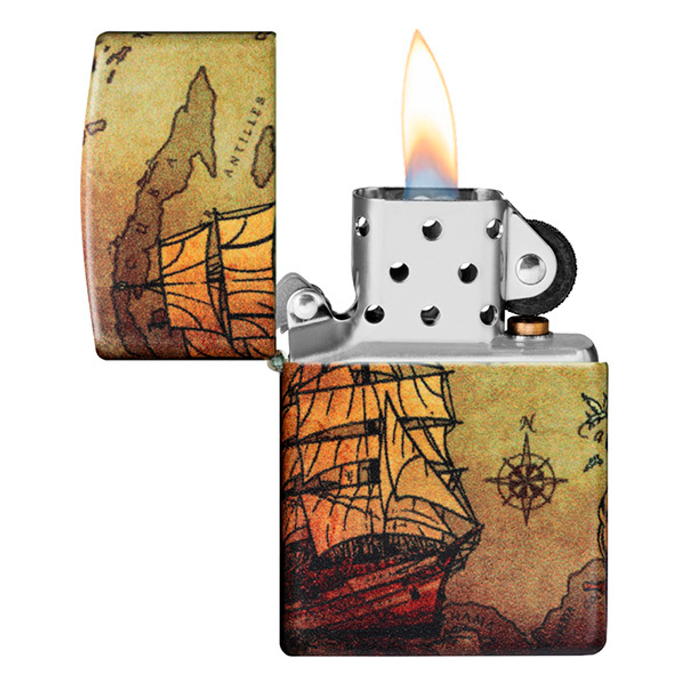 Зажигалка Zippo Pirate Ship с покрытием White Matte