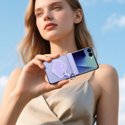 Чехол фиолетового цвета с рисунком для Samsung Galaxy Z Flip 8, серия Luvy Series Case (со съемным ремешком) от Dux Ducis