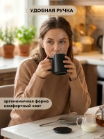 Керамическая кружка с крышкой и ложкой SWED HOUSE, черный, 410 мл