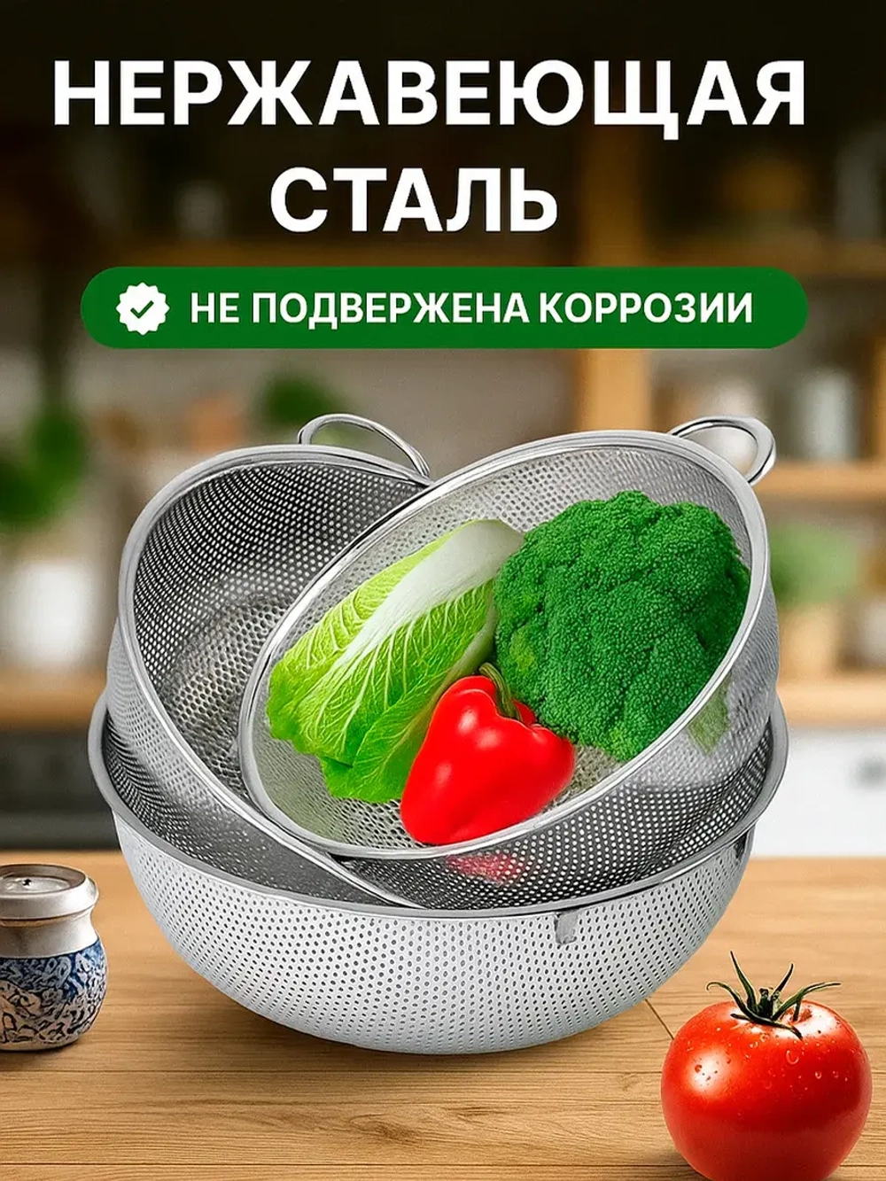Металлический дуршлаг сито для макарон