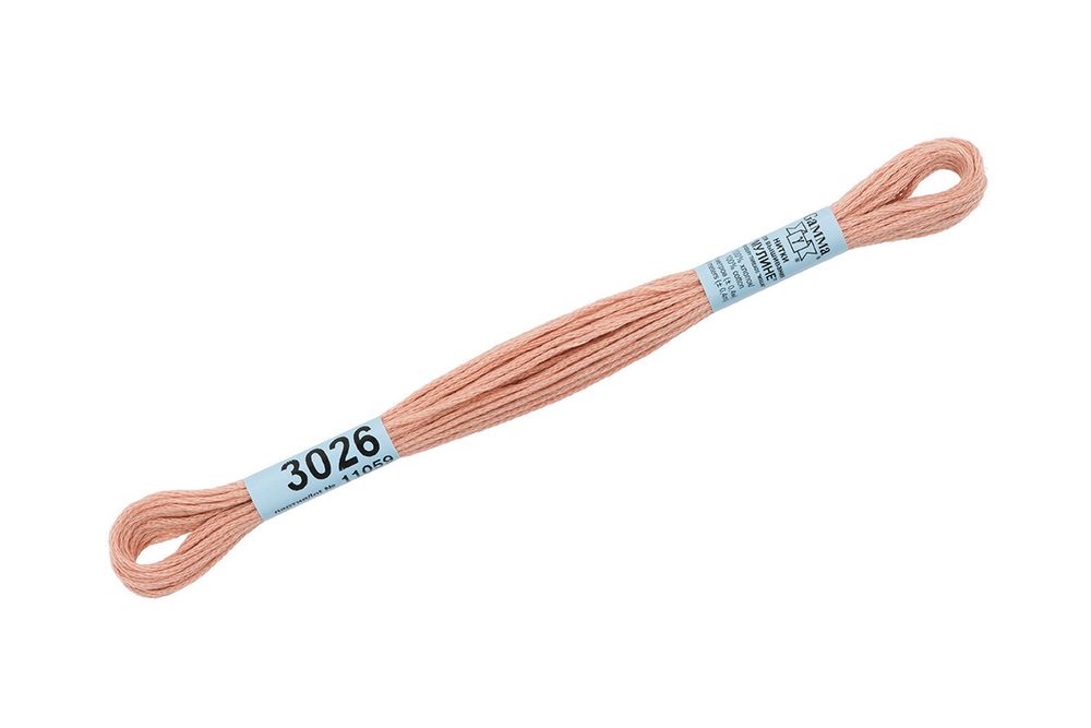 Мулине Gamma 100% хлопок, цв.3026 персик, 24 мотка по 8 метров