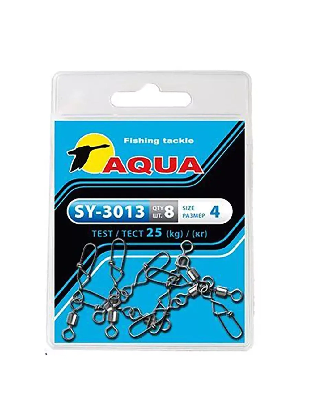 Карабин с вертлюгом для рыбалки AQUA SY-3013 №04 (упк. 8 шт.)