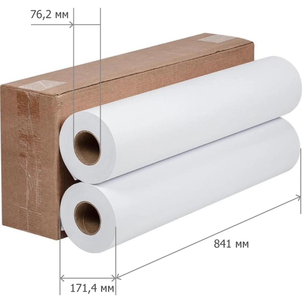 Бумага широкоформатная Комус (ProMega engineer) 80 г/кв.м, длина 175 м, ширина 841 мм, диаметр втулки 76 мм, 2 рулона в упаковке