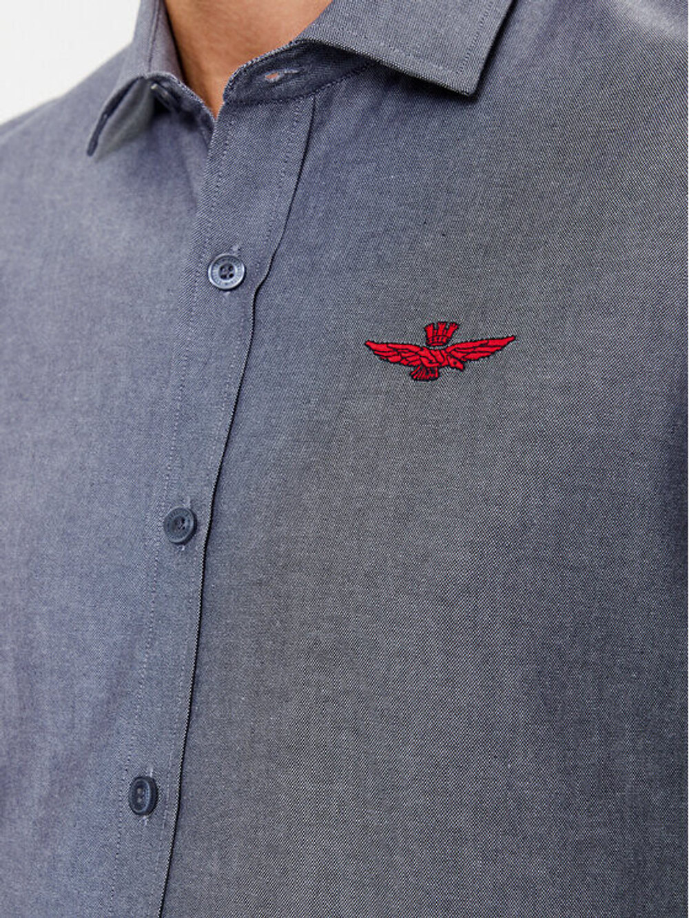 Рубашка муж. AERONAUTICA 1219 синяя лого красным
