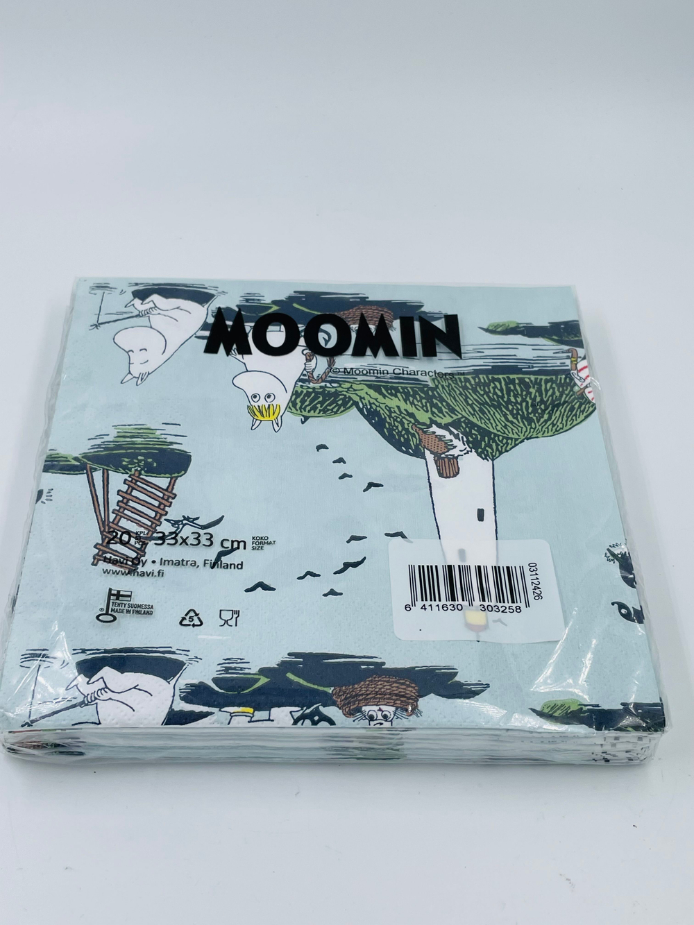 Салфетки бумажные Moomin, Море, голубого цвета 33х33 см, 20 салфеток (из Финляндии)