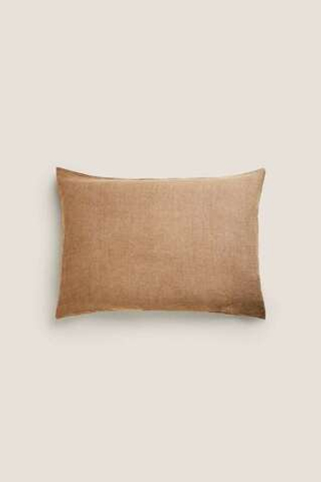ZARA HOME ЛЬНЯНОЙ ЧЕХОЛ ДЛЯ ДЕКОРАТИВНОЙ ПОДУШКИ XXL, РЫЖЕВАТО-КОРИЧНЕВЫЙ