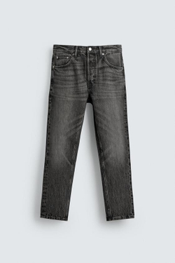 ZARA УКОРОЧЕННЫЕ ДЖИНСЫ SLIM FIT, СЕРЫЙ