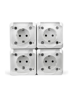 Розетка 4-м ОП Nix 16А IP54 250В с заземл. с прозр. крышкой бел. TOKOV ELECTRIC TKE-NX-R4Z-C01T-IP54