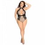 Тедди с ажурной вставкой и чокером, plus size