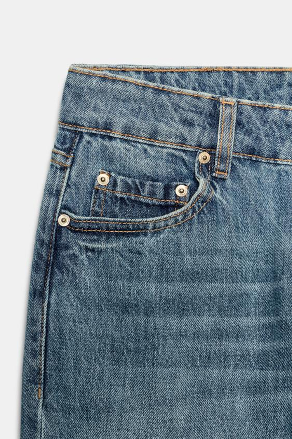 ZARA ДЖИНСЫ ZW COLLECTION CIGARRETE СО СРЕДНЕЙ ПОСАДКОЙ, ВЫЦВЕТШИЙ СИНИЙ
