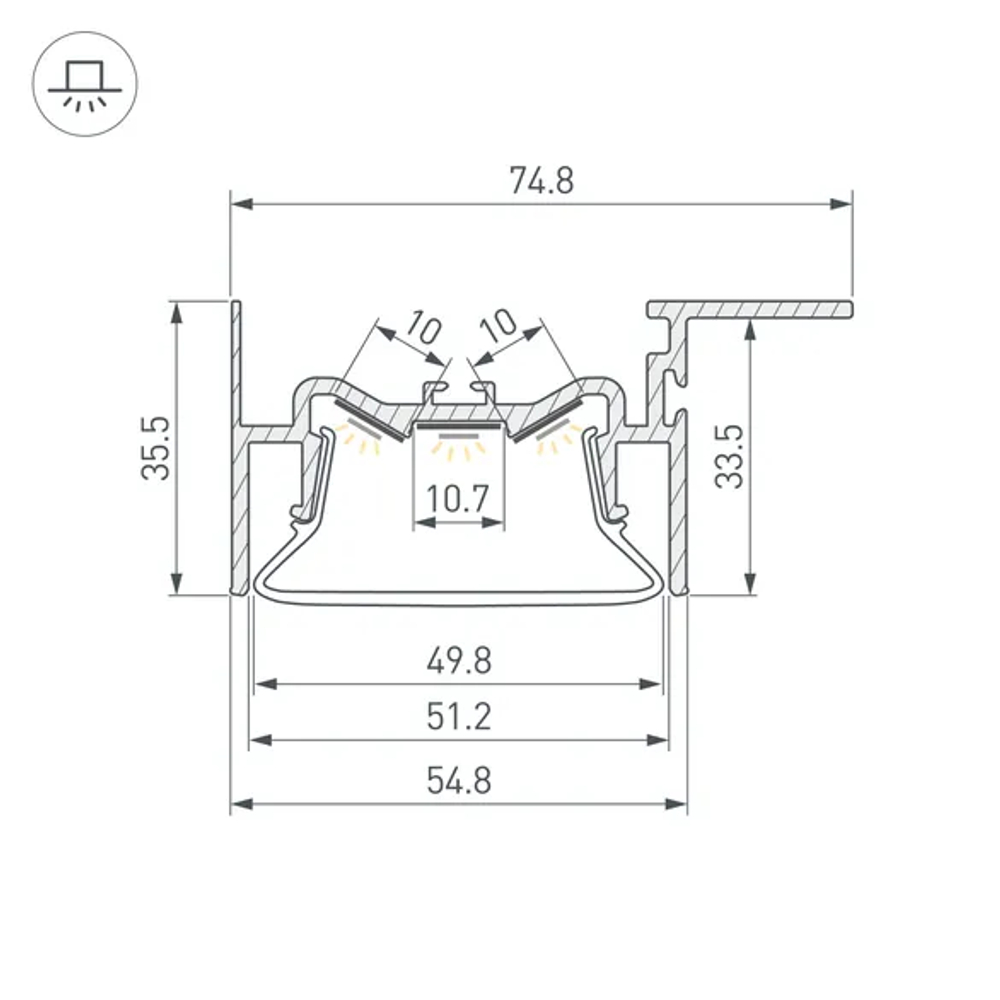 Профиль FOLED-50-CEIL-SIDE-2000 (Arlight, Алюминий) 035770