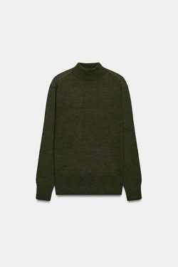 ZARA СВИТЕР С КОНТРАСТНЫМИ ВСТАВКАМИ НА ПЛЕЧАХ, ХАКИ
