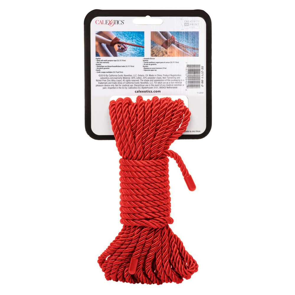 Красная мягкая веревка для бондажа BDSM Rope 32.75 - 10 м. (Цвет: красный)