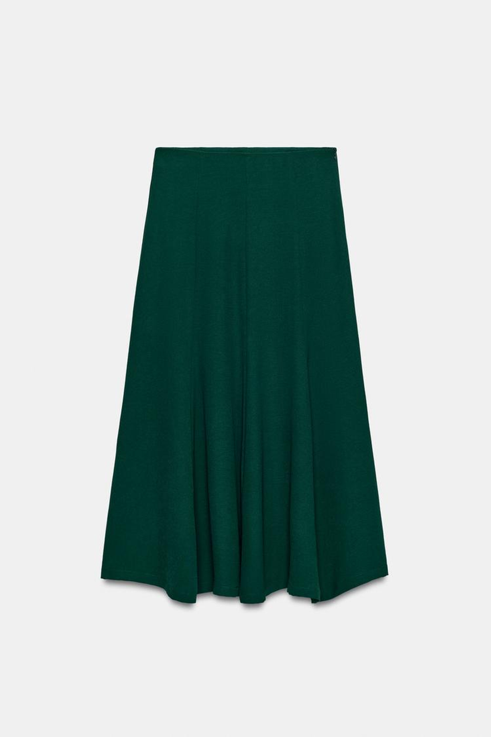 ZARA РАСКЛЕШЕННАЯ ЮБКА МИДИ, ЗЕЛЕНЫЙ