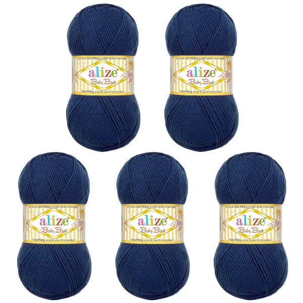 Пряжа Alize (Ализе) Baby Best / уп.5 мот. по 100 г, 240м, 058 темно-синий A