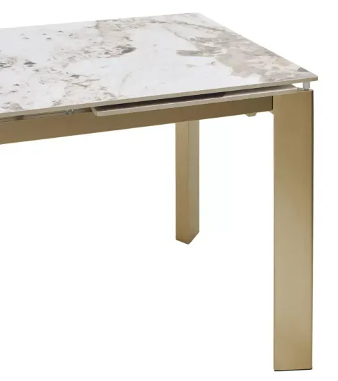 Стол КОРНЕР (CORNER) 120 цвет ПАНДОРА (GLOSS LUXURY PANDORA SOLID CERAMIC) / ШАМПАНЬ, ®DISAUR