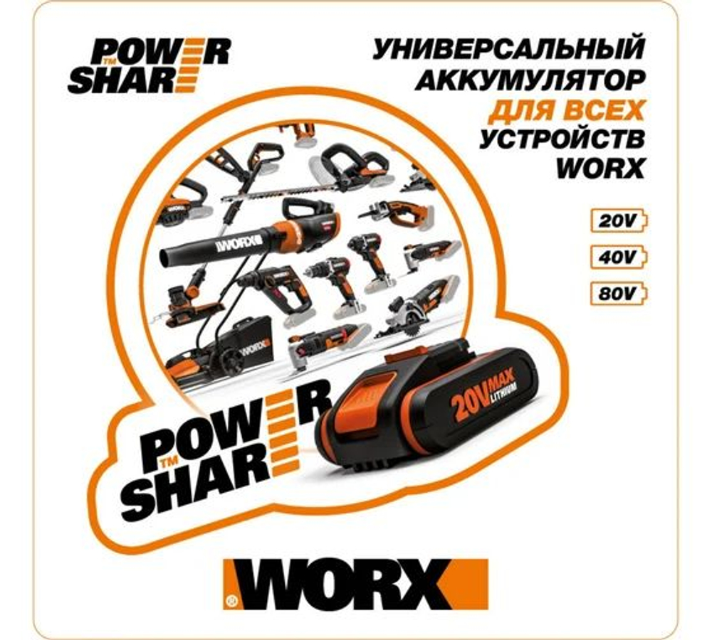 Аккумуляторная угловая шлифмашина WORX WX803