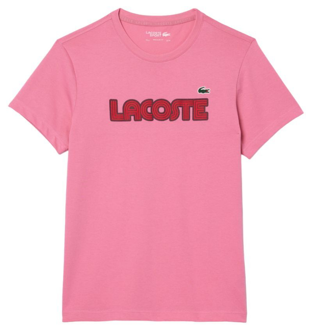 Мужская теннисная футболка Lacoste Ultra Dry Jersey Sports T-Shirt With Logo - Розовый