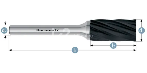 Борфреза твердосплавная Karnasch форма A, 3х14х3х38 мм, насечка HP-7 по алюминию, покрытие Black-Tec, арт. 11.5005-030