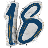 Цифра 18 Мрамор Калакатта, Синий, Голография, 38" Gr