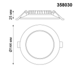Встраиваемый светодиодный светильник Novotech LUNA 358030, IP20 LED 4100К 15W 220V