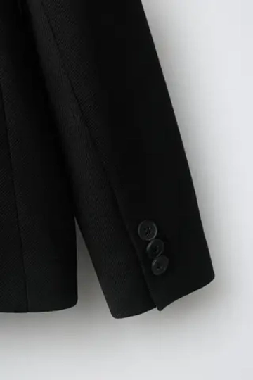 ZARA ОДНОТОННЫЙ КОСТЮМНЫЙ БЛЕЙЗЕР, ЧЕРНЫЙ