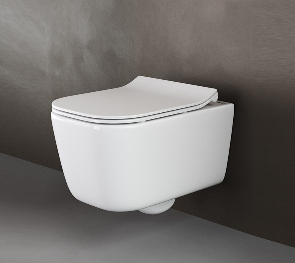 Комплект подвесной безободковый унитаз Ceramica Nova New Day CN3005 с крышкой-сиденьем микролифт + инсталляция Am.Pm ProC I012707.0238 с клавишей смыва ProC S, чёрная матовая
