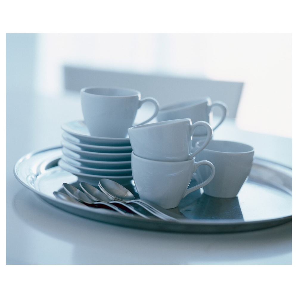 IKEA VÄRDERA (ИКЕА ВЭРДЕРА) — Кофейная чашка с блюдцем, белая, 20 мл, фото 6