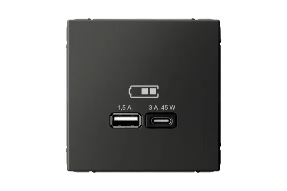 Розетка USB Systeme Electric ARTGALLERY тип А+C базальт 39367